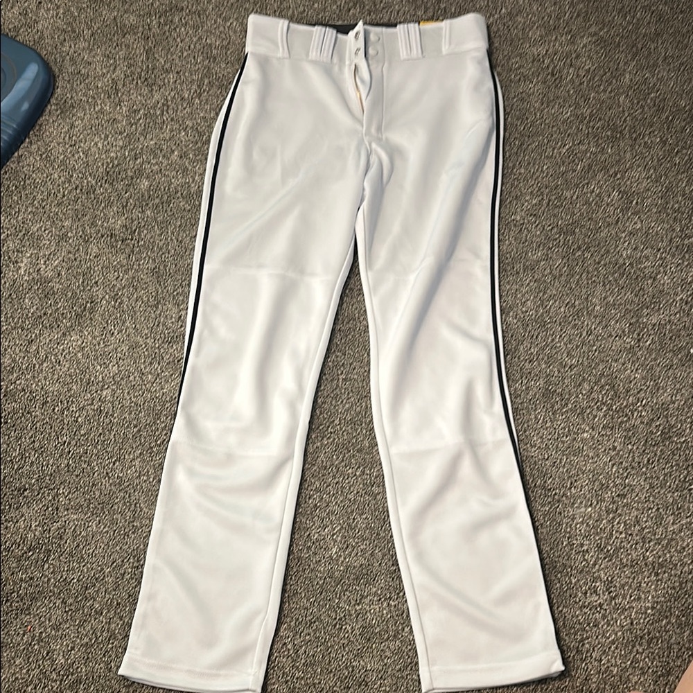 White Baseball Pants with Black Stripes